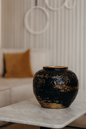 Refined Contrast Glossy Black & Gold Vases