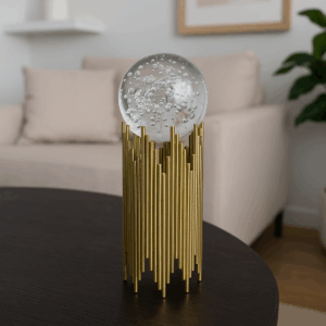 Crystal Ball on Gold Cylinder Base